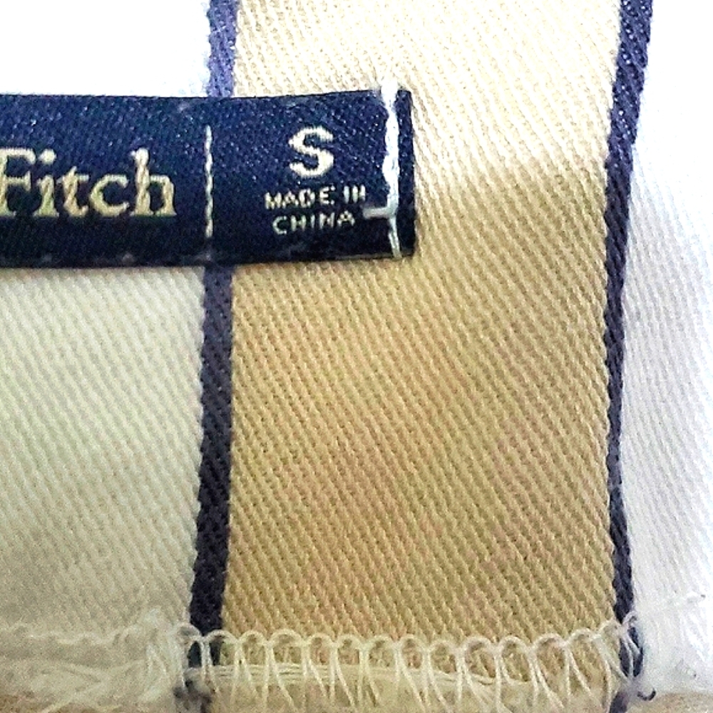 Abercrombie & Fitch White & Beige Striped High-Waist Wide Leg Paperbag Pants S - Picture 14 of 14